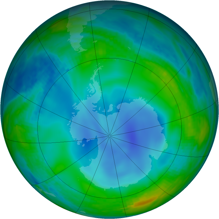 Antarctic ozone map for 17 June 1988